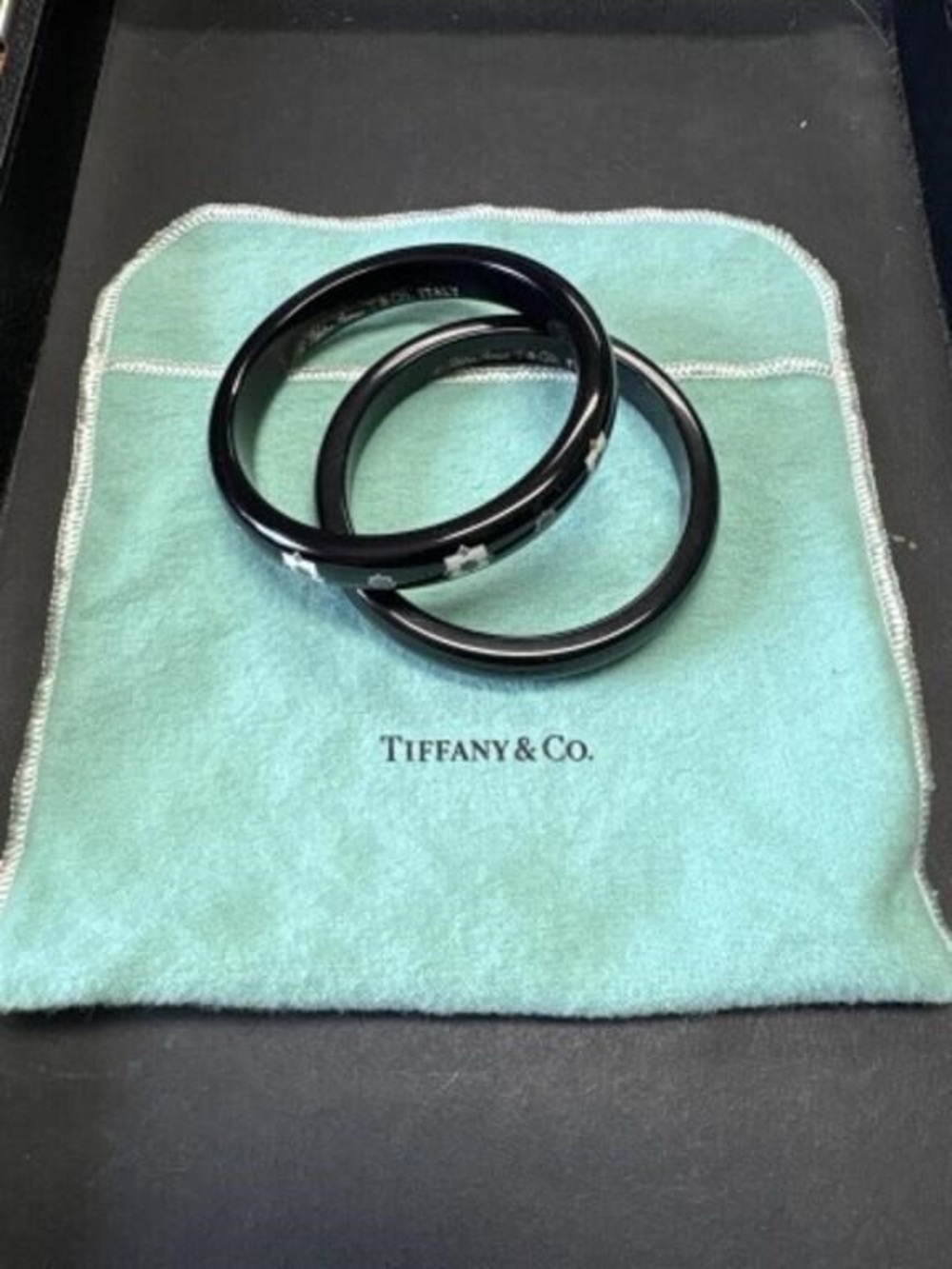 Tiffany Paloma Picasso Zellige Black Bangle Pair with Dust Bag